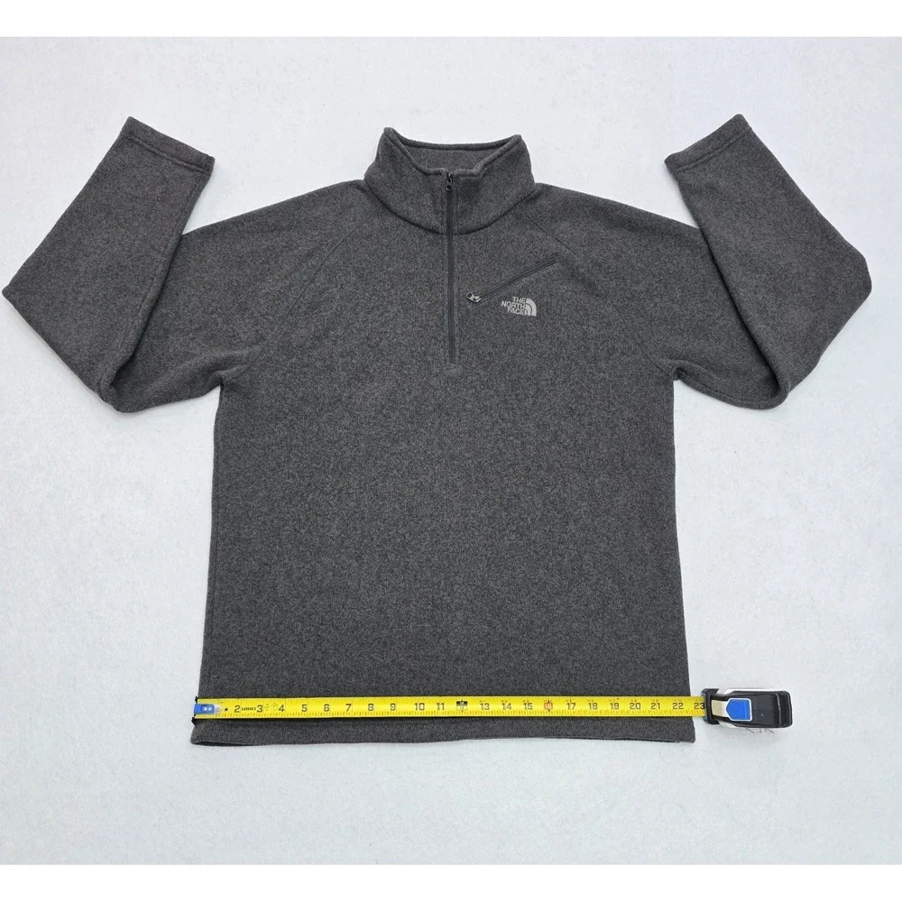 The North Face Mens Large Gray Quarter Zip Fleece Pullover Sweater Jacket